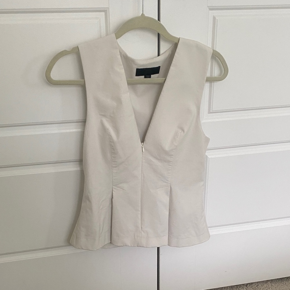 ZARA Cream peplum fitted low cut Top